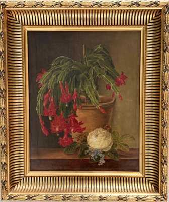Painting ca 1880 Oil/canvas flowers