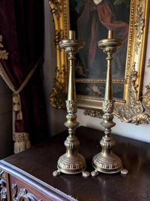 A pair of candlesticks,brass age 1880